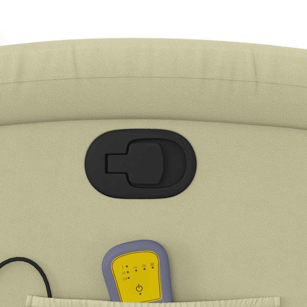 vidaXL Πολυθρόνα Μασάζ Ανακλινόμενη Κρεμ από Γνήσιο Δέρμα