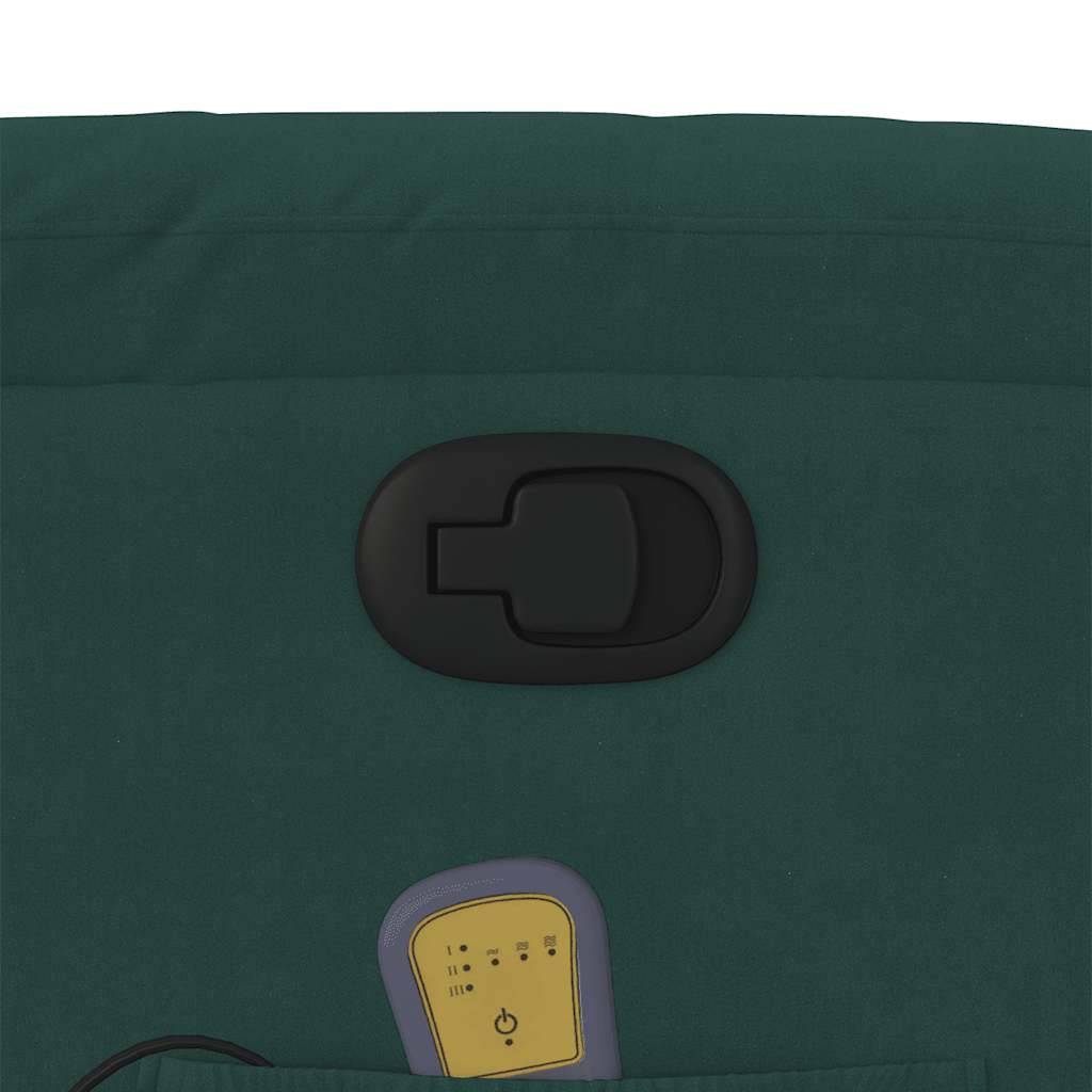 vidaXL Πολυθρόνα Μασάζ Ανακλινόμενη Σκούρο Πράσινο Βελούδινη