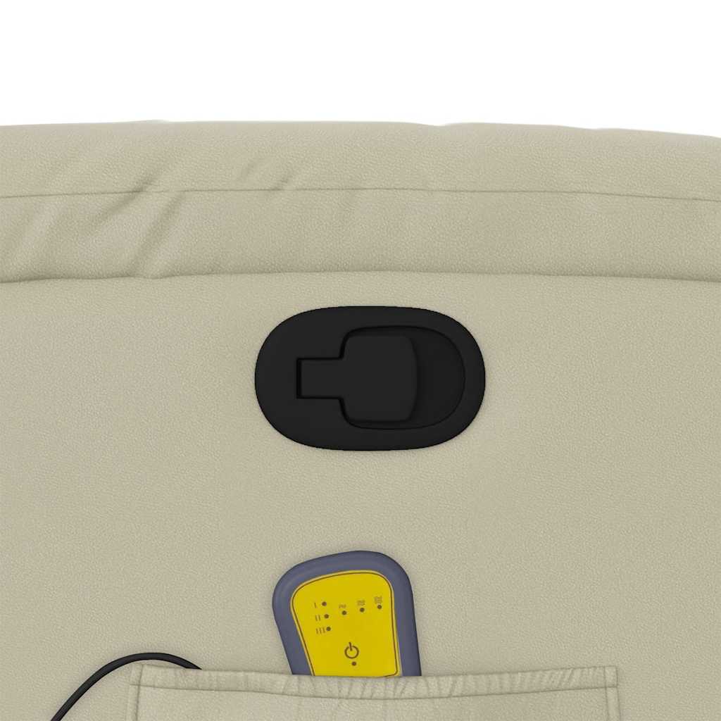 vidaXL Πολυθρόνα Μασάζ Ανακλινόμενη Κρεμ από Συνθετικό Δέρμα