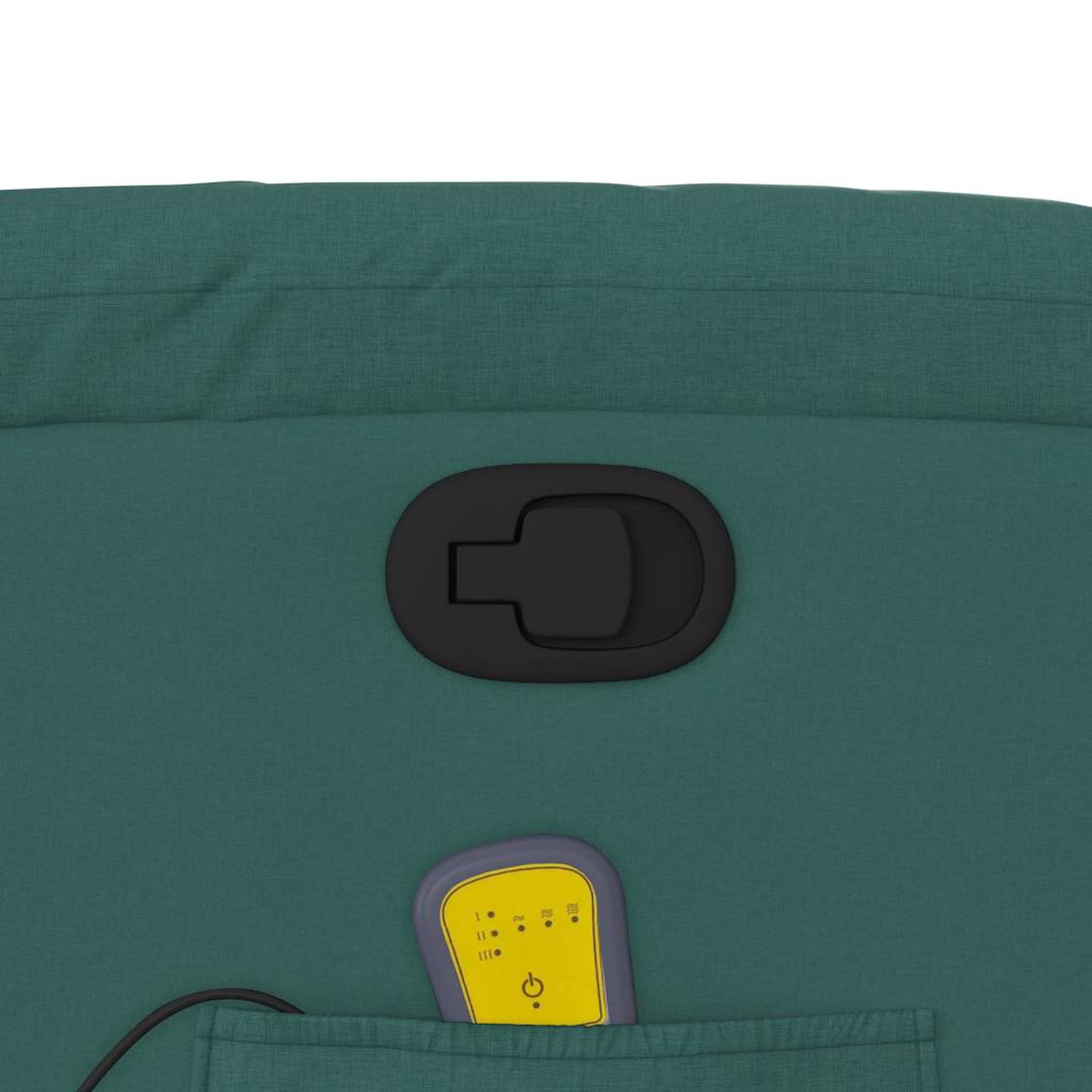 vidaXL Πολυθρόνα Μασάζ Ανακλινόμενη Σκούρο Πράσινο Υφασμάτινη