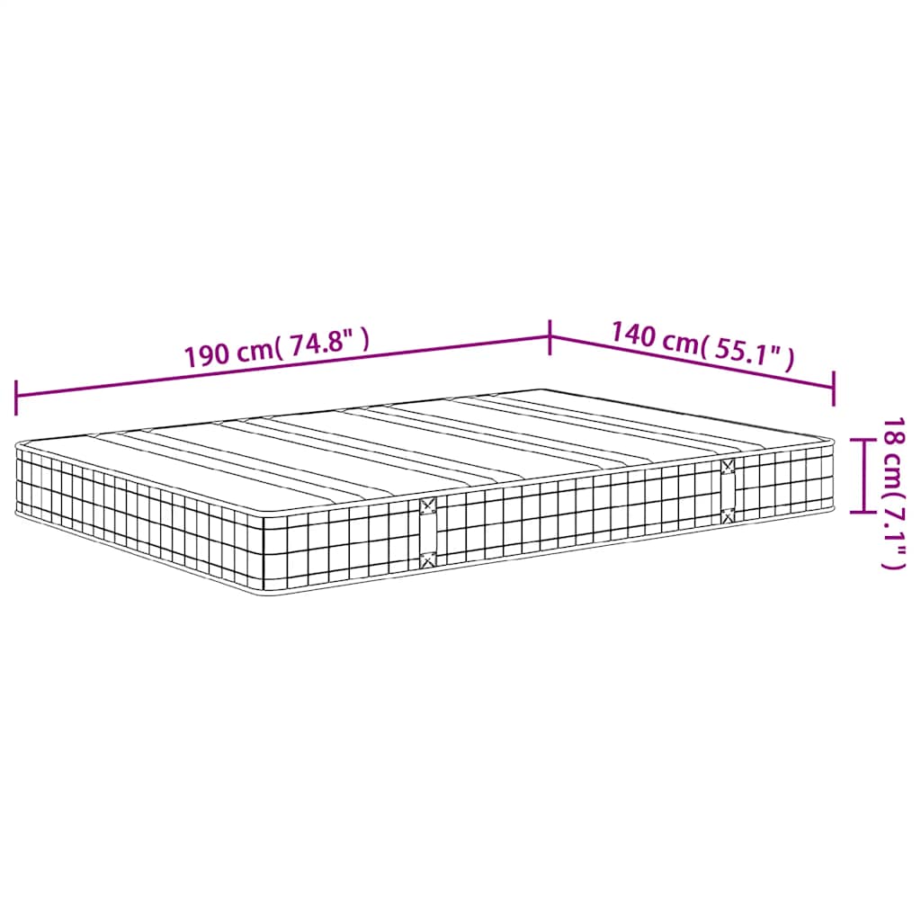 vidaXL Στρώμα με Bonnell Springs Μεσαία Σκληρότητα 140 x 190 εκ.