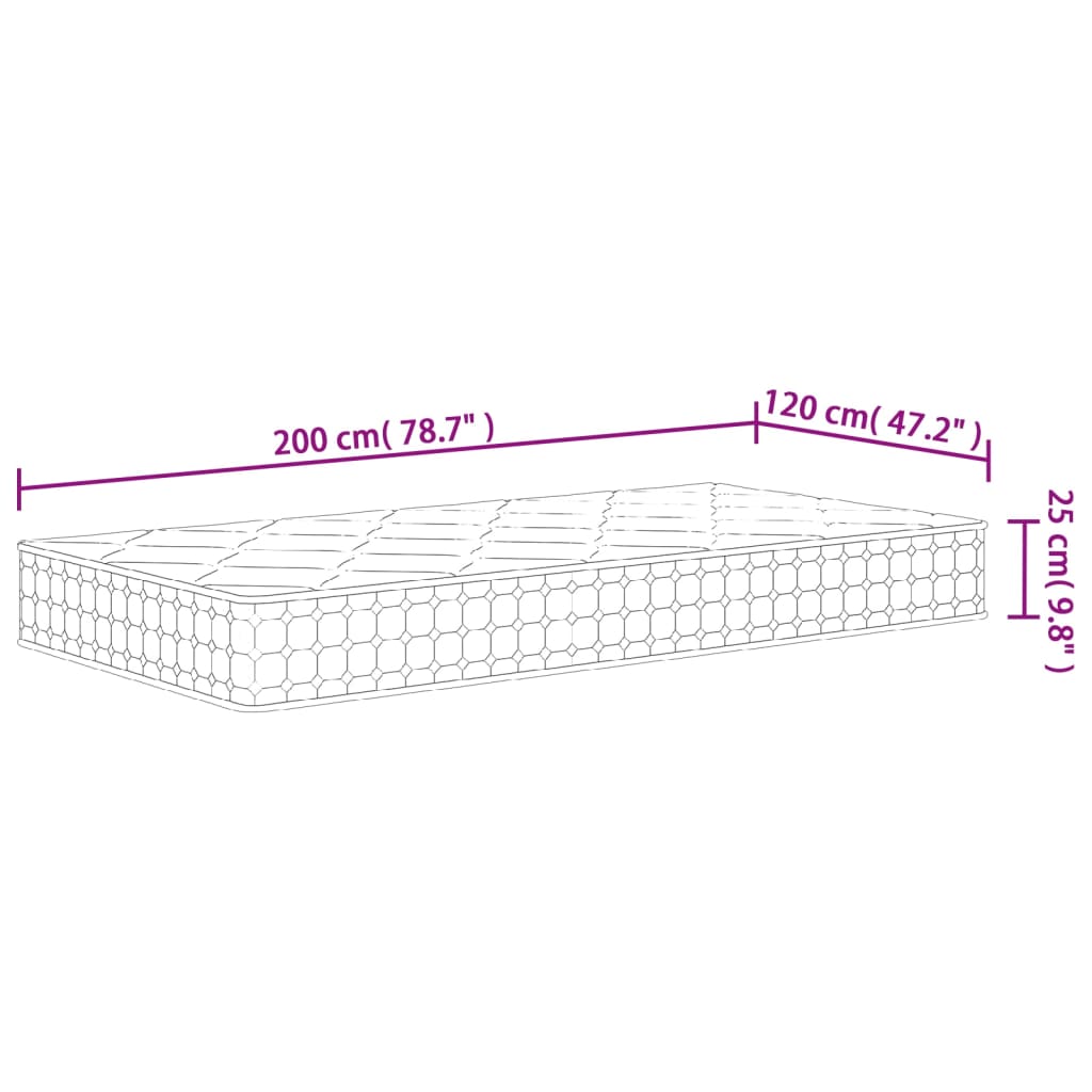 vidaXL Στρώμα με Pocket Springs Μεσαία Σκληρότητα 120x200 εκ.