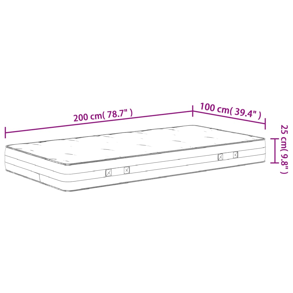 vidaXL Στρώμα με Pocket Springs Μεσαία Σκληρότητα 100x200 εκ.