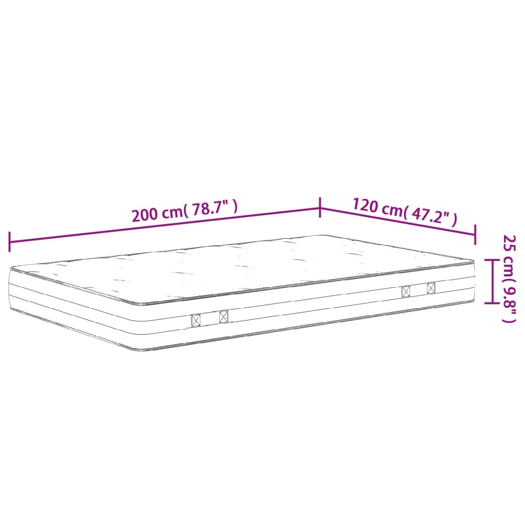 vidaXL Στρώμα με Pocket Springs Μεσαία Σκληρότητα 120x200 εκ.