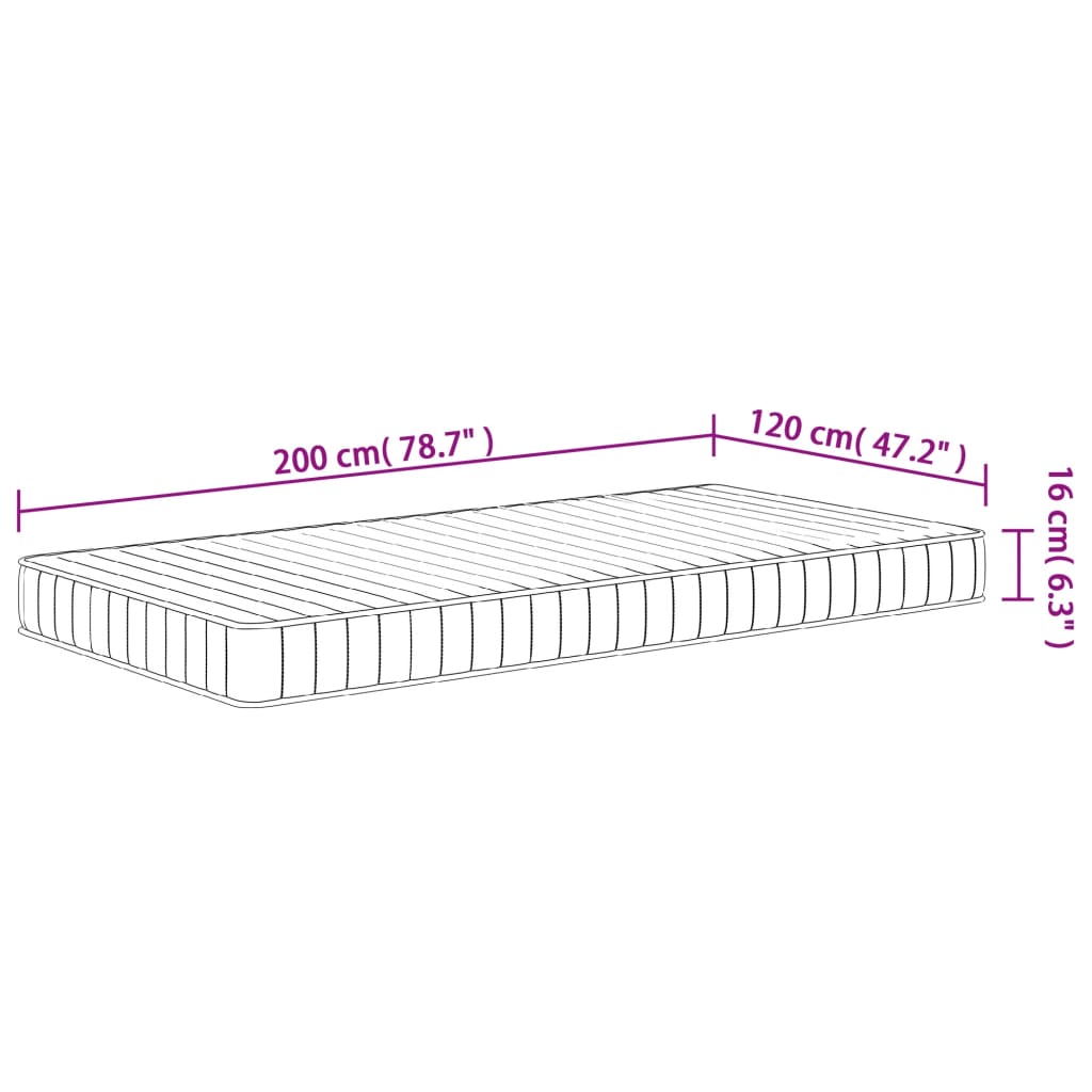 vidaXL Στρώμα Αφρού Medium Soft 120x200 εκ.