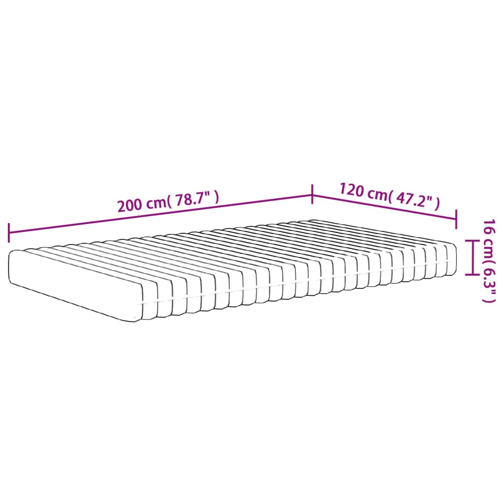 vidaXL Στρώμα Αφρού Medium Soft 120x200 εκ.