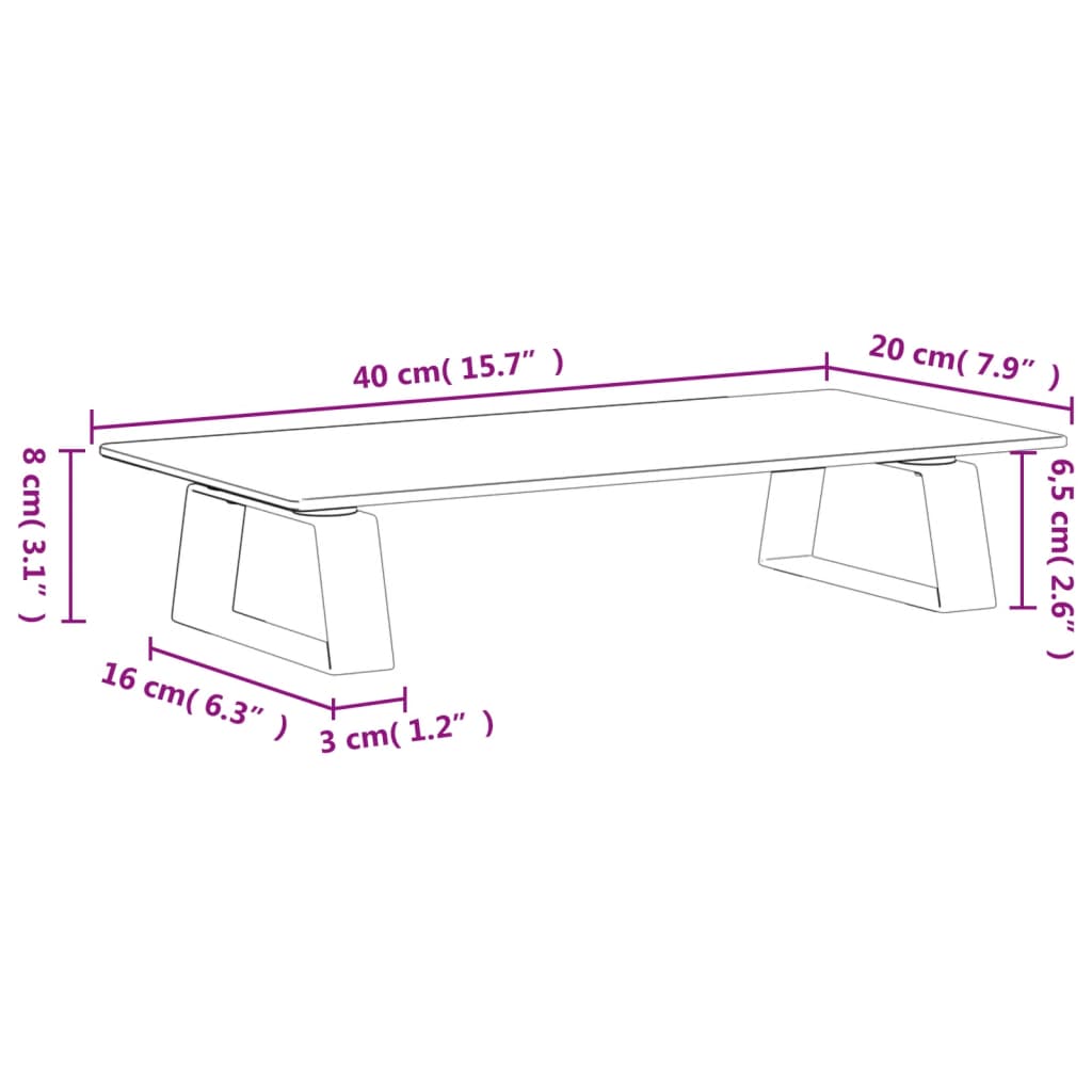 vidaXL Βάση Οθόνης Μαύρη 40x20x8 εκ. από Ψημένο Γυαλί και Μέταλλο