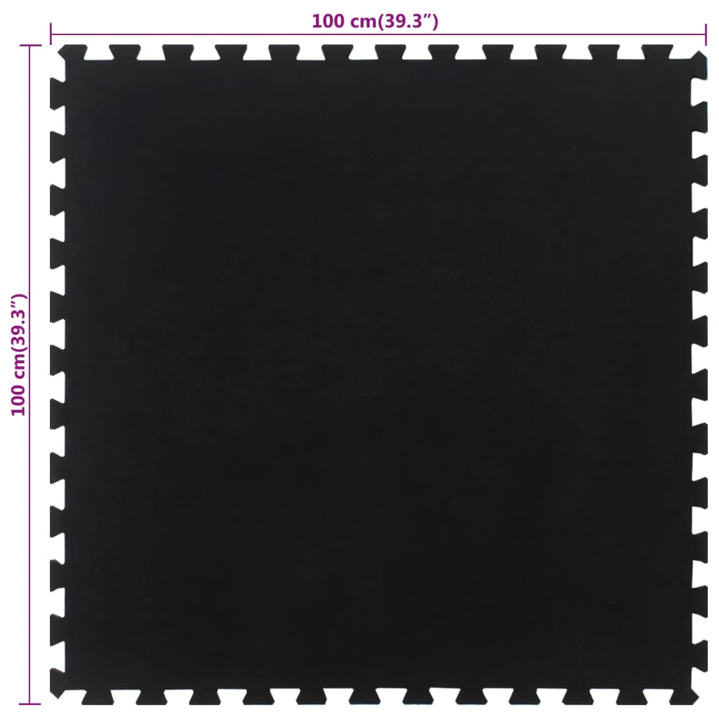 vidaXL Δάπεδο Προστασίας Παζλ Μαύρο 12 χιλ. 100x100 εκ. Καουτσουκ