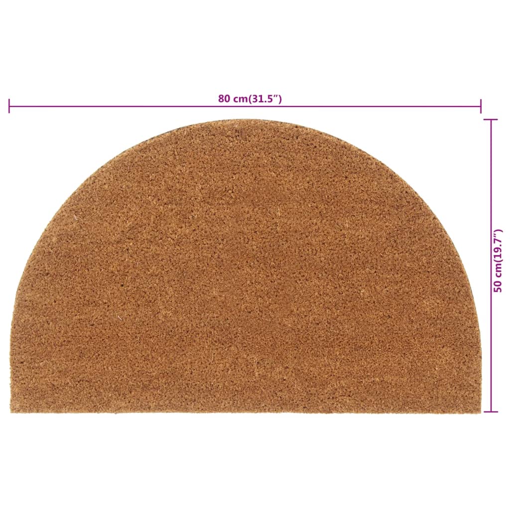 vidaXL Πατάκι Εισόδου Ημικυκλικό Φυσικό 50x80εκ Θυσανωτός Κοκοφοίνικας