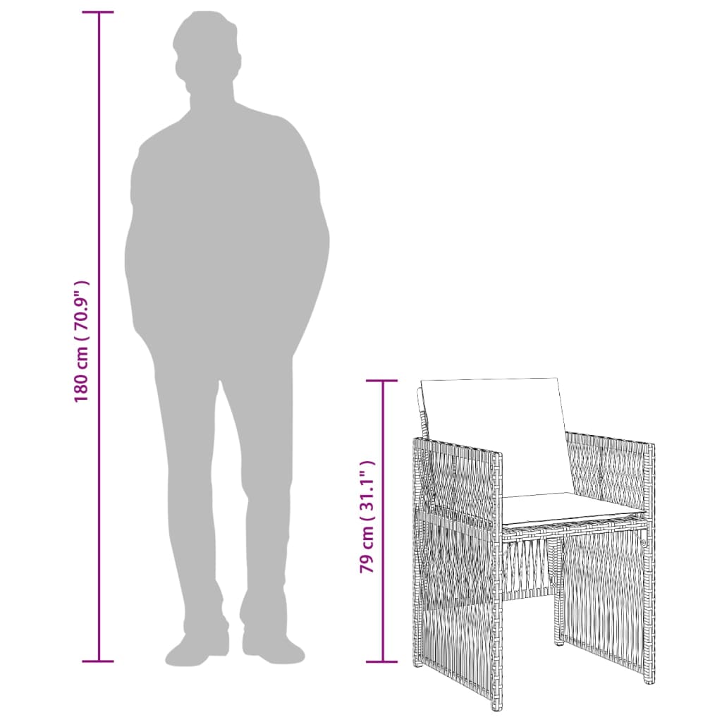 vidaXL Καρέκλες Κήπου 4 τεμ. Μαύρες από Συνθετικό Ρατάν με Μαξιλάρια