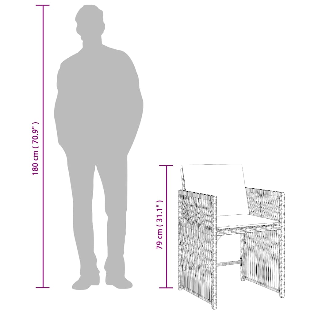 vidaXL Καρέκλες Κήπου 4 τεμ. Γκρι από Συνθετικό Ρατάν με Μαξιλάρια