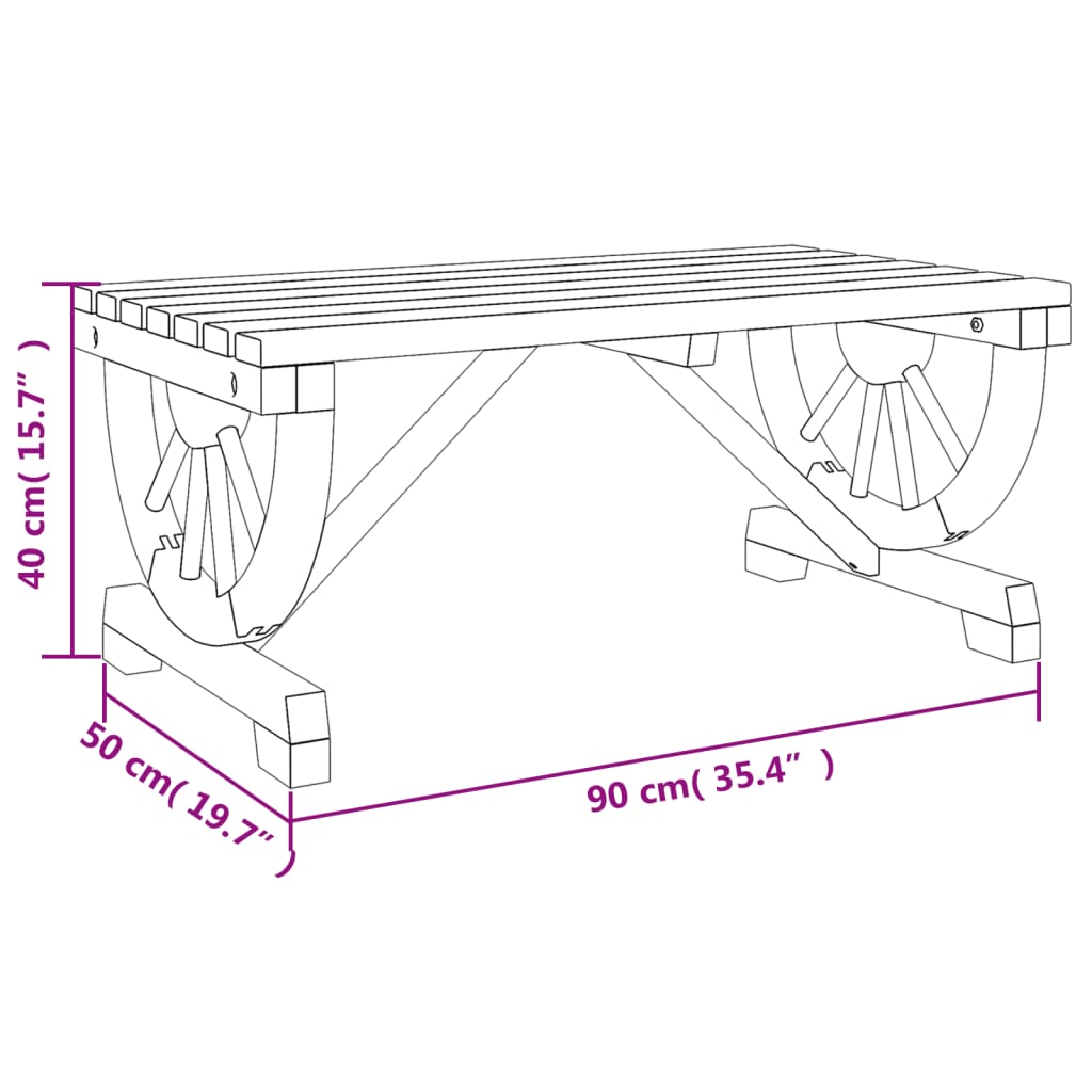 vidaXL Τραπεζάκι Σαλονιού Κήπου 90 x 50 x 40 εκ. από Μασίφ Ξύλο Ελάτης