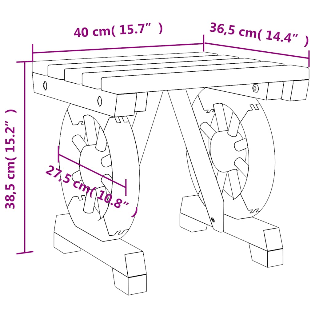 vidaXL Υποπόδιο Κήπου 40 x 36,5 x 38,5 εκ. από Μασίφ Ξύλο Ελάτης