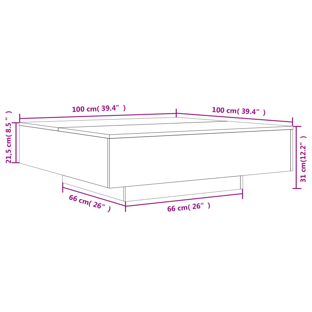 vidaXL Τραπεζάκι Σαλονιού Γκρι Sonoma 100 x 100 x 31 εκ. Επεξεργ. Ξύλο