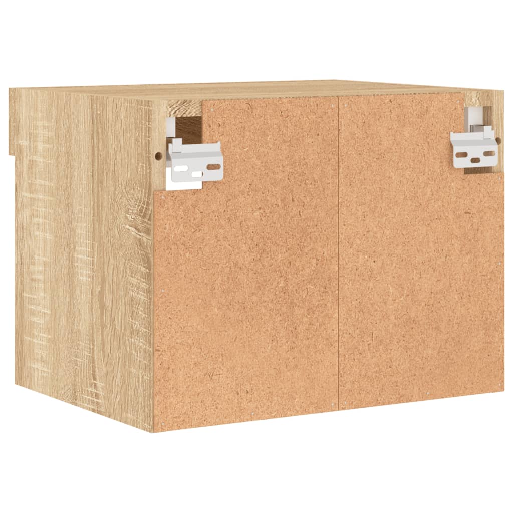 vidaXL Κομοδίνα Επιτοίχια με Φώτα LED 2 Τεμ. Sonoma Δρυς