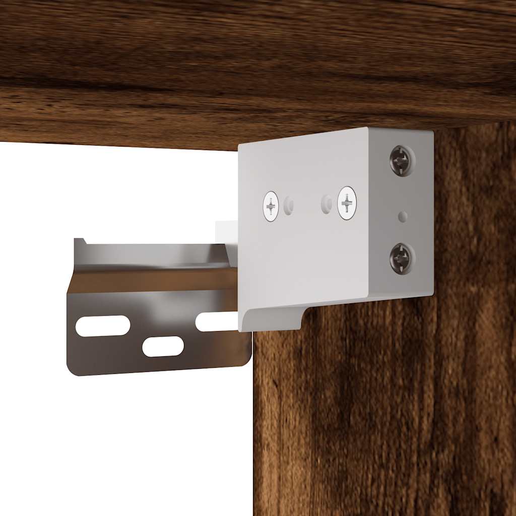 vidaXL Κομοδίνο Επιτοίχιο με Φώτα LED Καπνιστή Δρυς