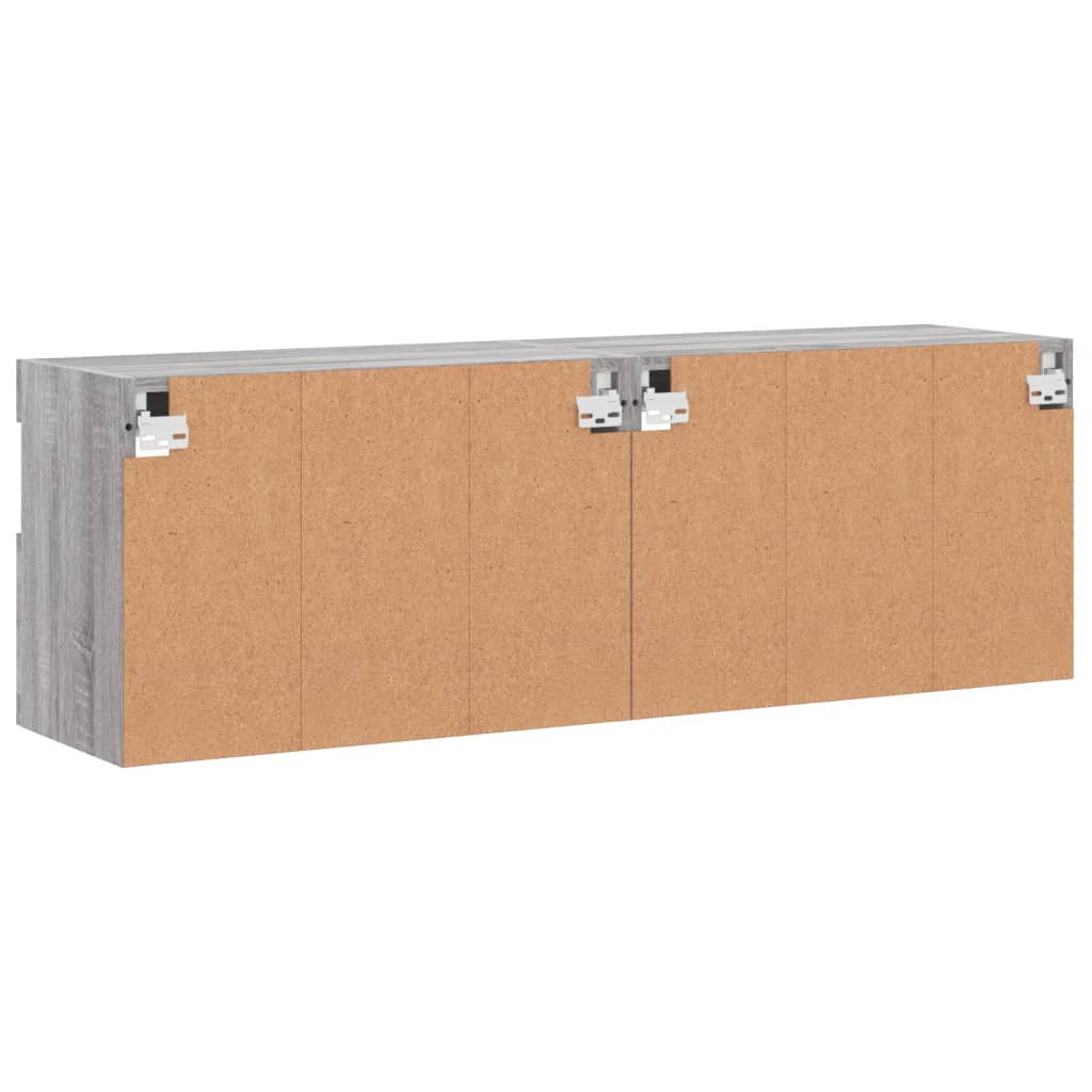 vidaXL Έπιπλα Τοίχου Τηλ. με LED 2 Τεμ. Γκρι Sonoma 60x30x40 εκ.