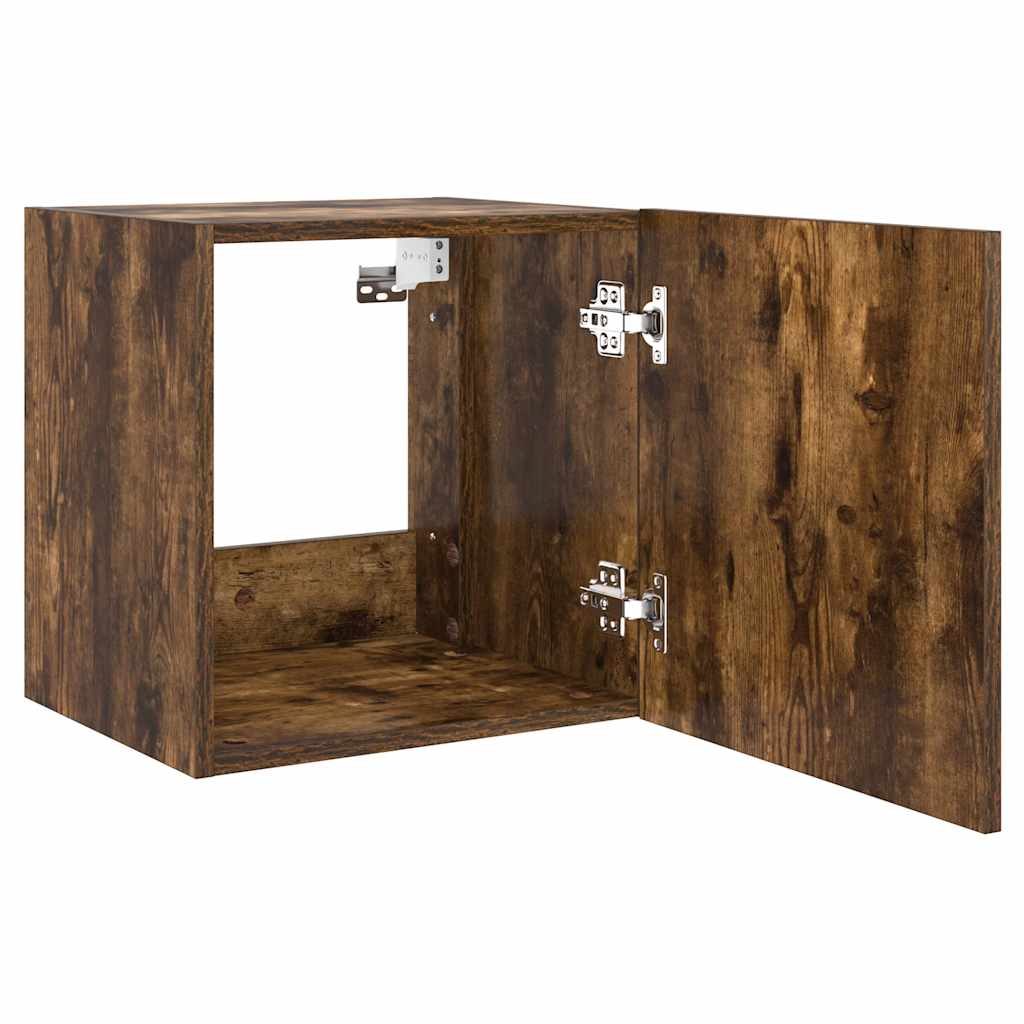 vidaXL Έπιπλα Τοίχου Τηλεόρασης LED 2 Τεμ. Καπνιστή Δρυς 40,5x35x40εκ.