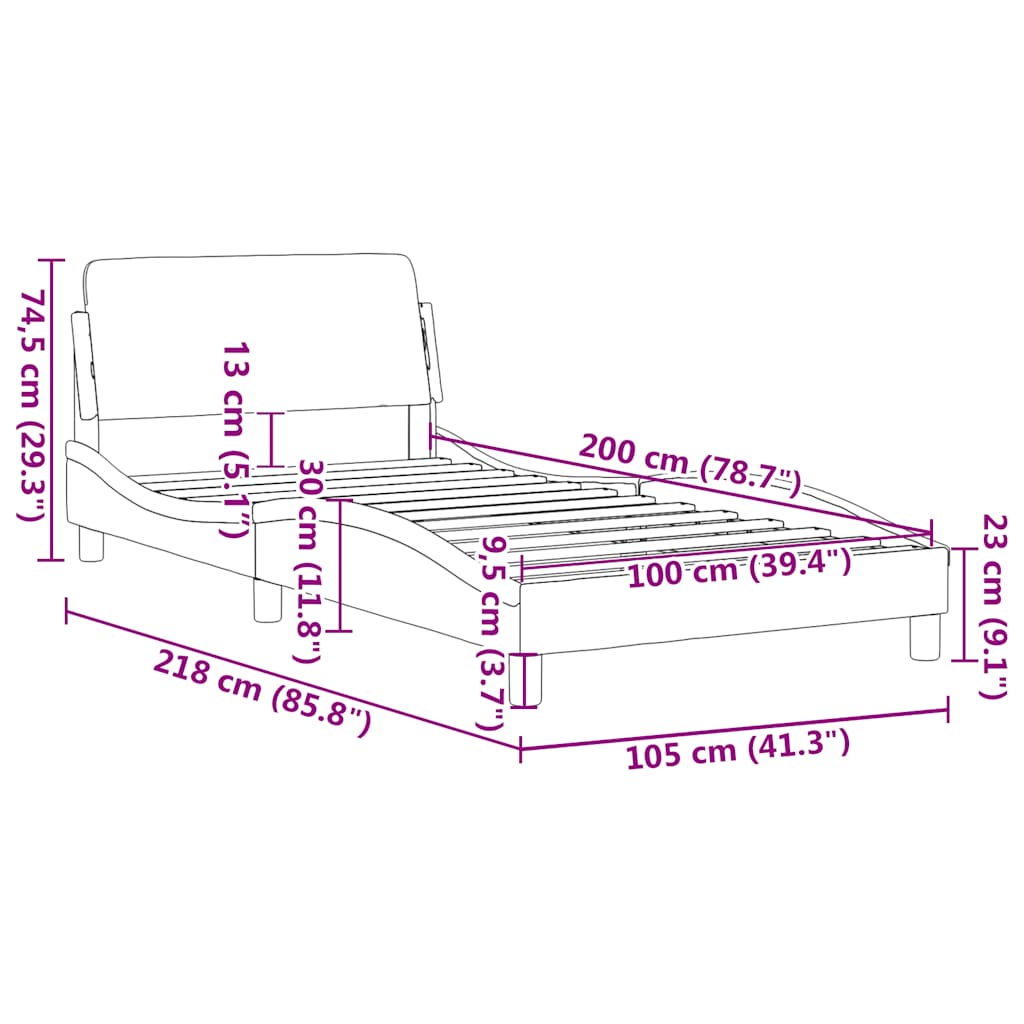 vidaXL Σκελετός Κρεβατιού Dover Taupe 100 x 200 εκ. Υφασμάτινο