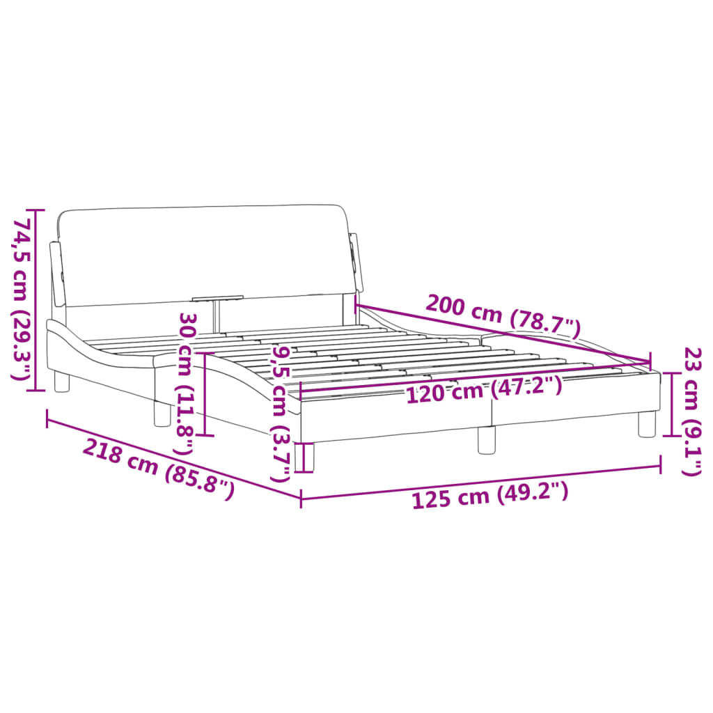 vidaXL Σκελετός Κρεβατιού Dover Σκ. Γκρι 120x200 εκ. Βελούδινο