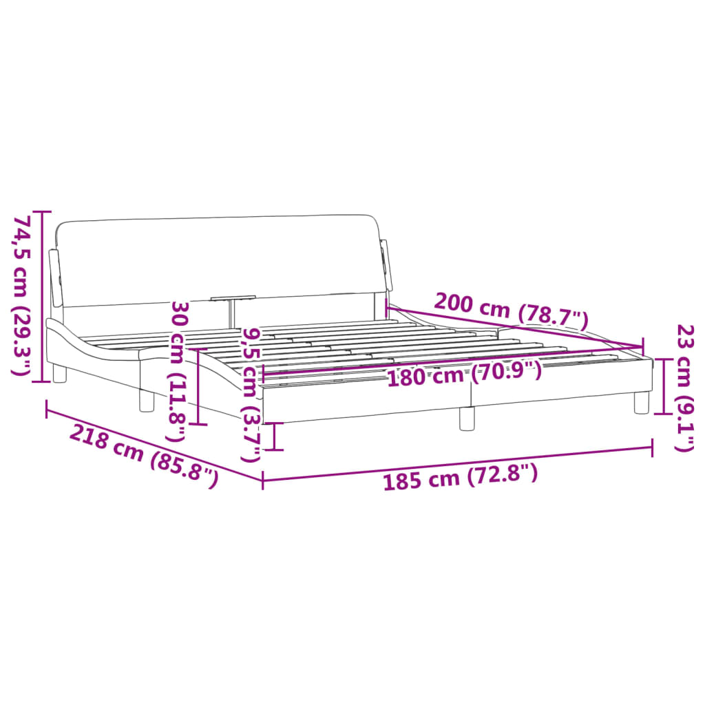 vidaXL Πλαίσιο Κρεβατιού Dover Γκρι 180x200 εκ. Συνθετικό Δέρμα