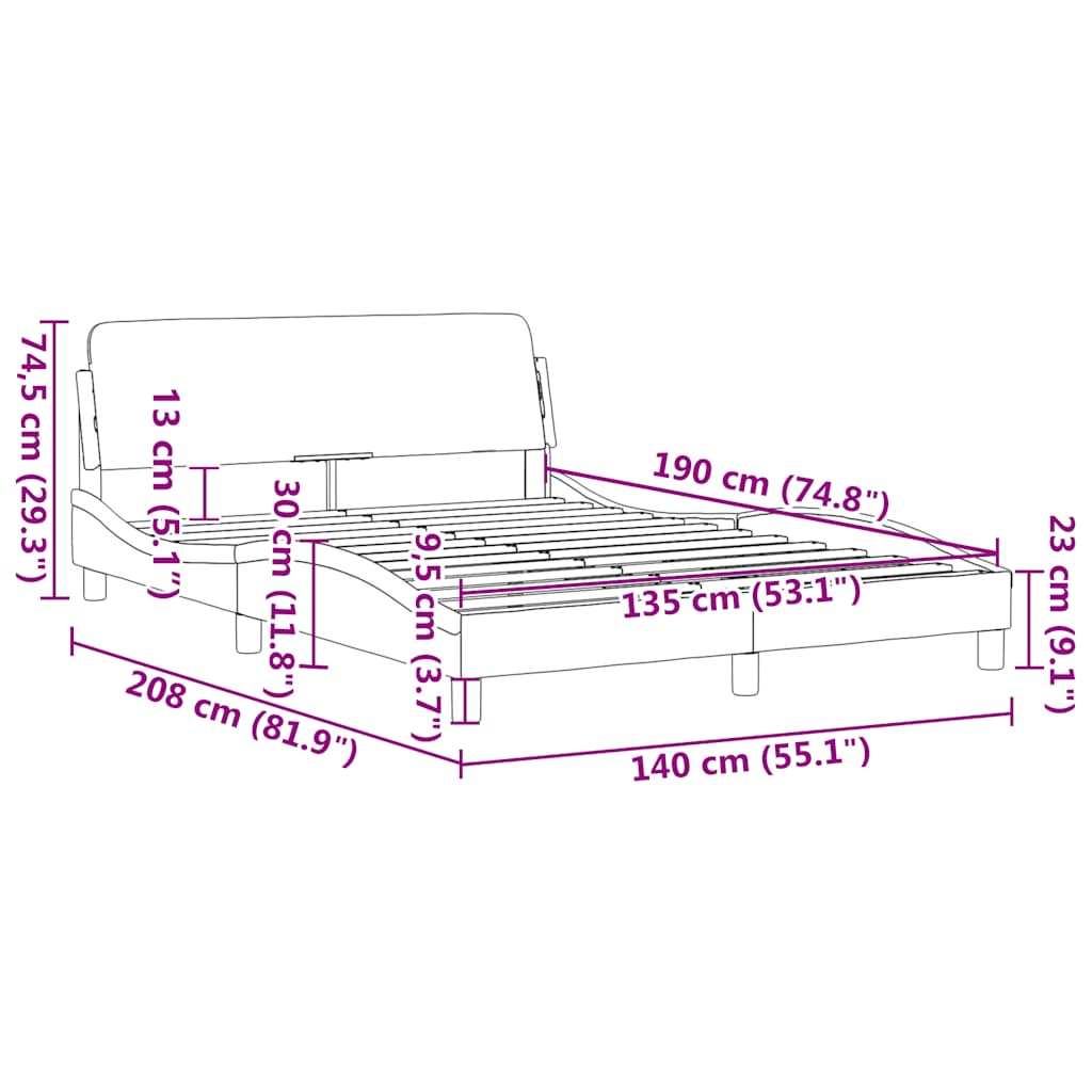 vidaXL Πλαίσιο Κρεβατιού Dover Μαύρο 135x190 εκ. από Συνθετικό Δέρμα