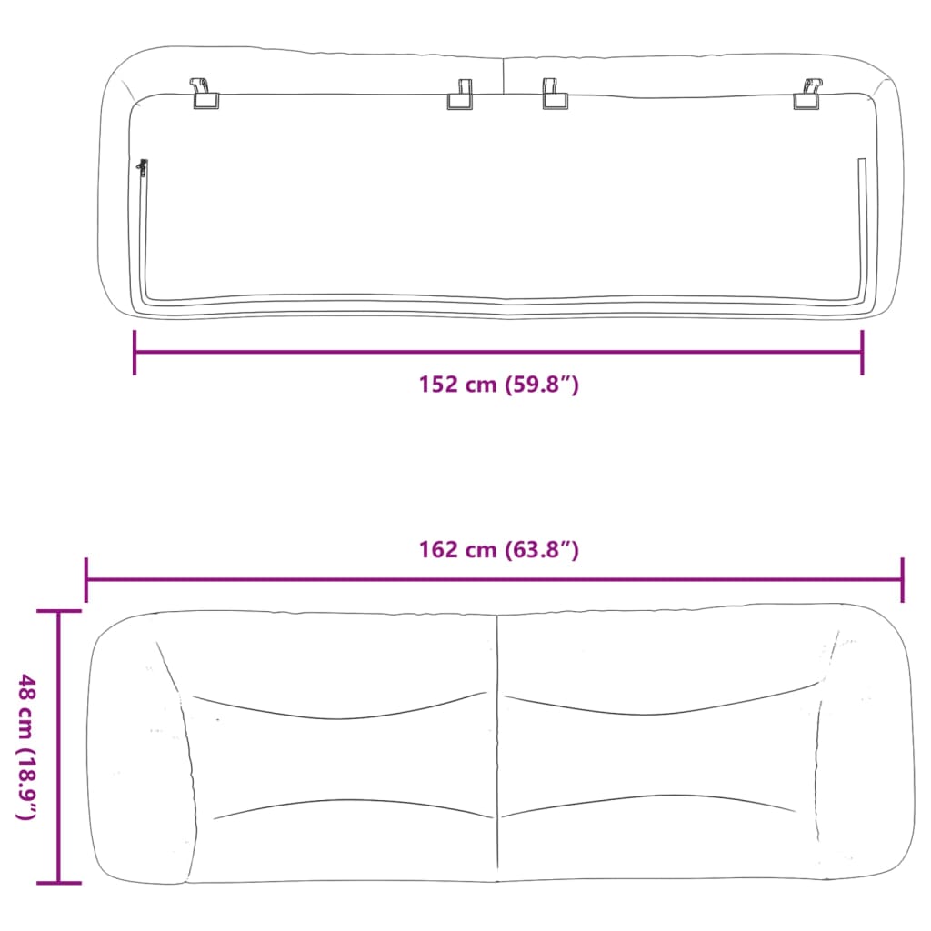 vidaXL Μαξιλάρι για Κεφαλάρι Λευκό 152 εκ. από Συνθετικό Δέρμα
