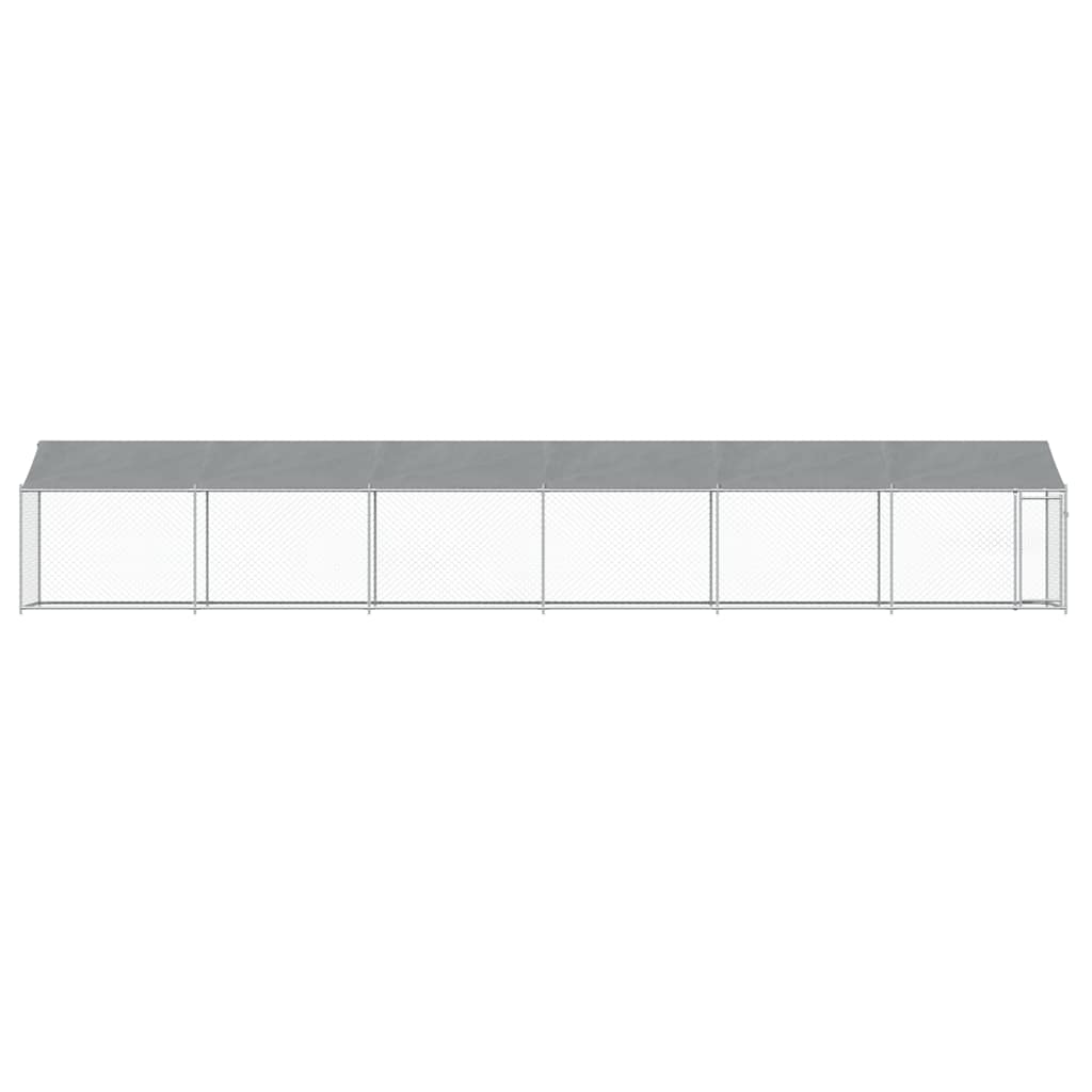 vidaXL Κλουβί Σκύλου με Οροφή και Πόρτες Γκρι 12x2x2 μ. Γαλβ. Χάλυβας
