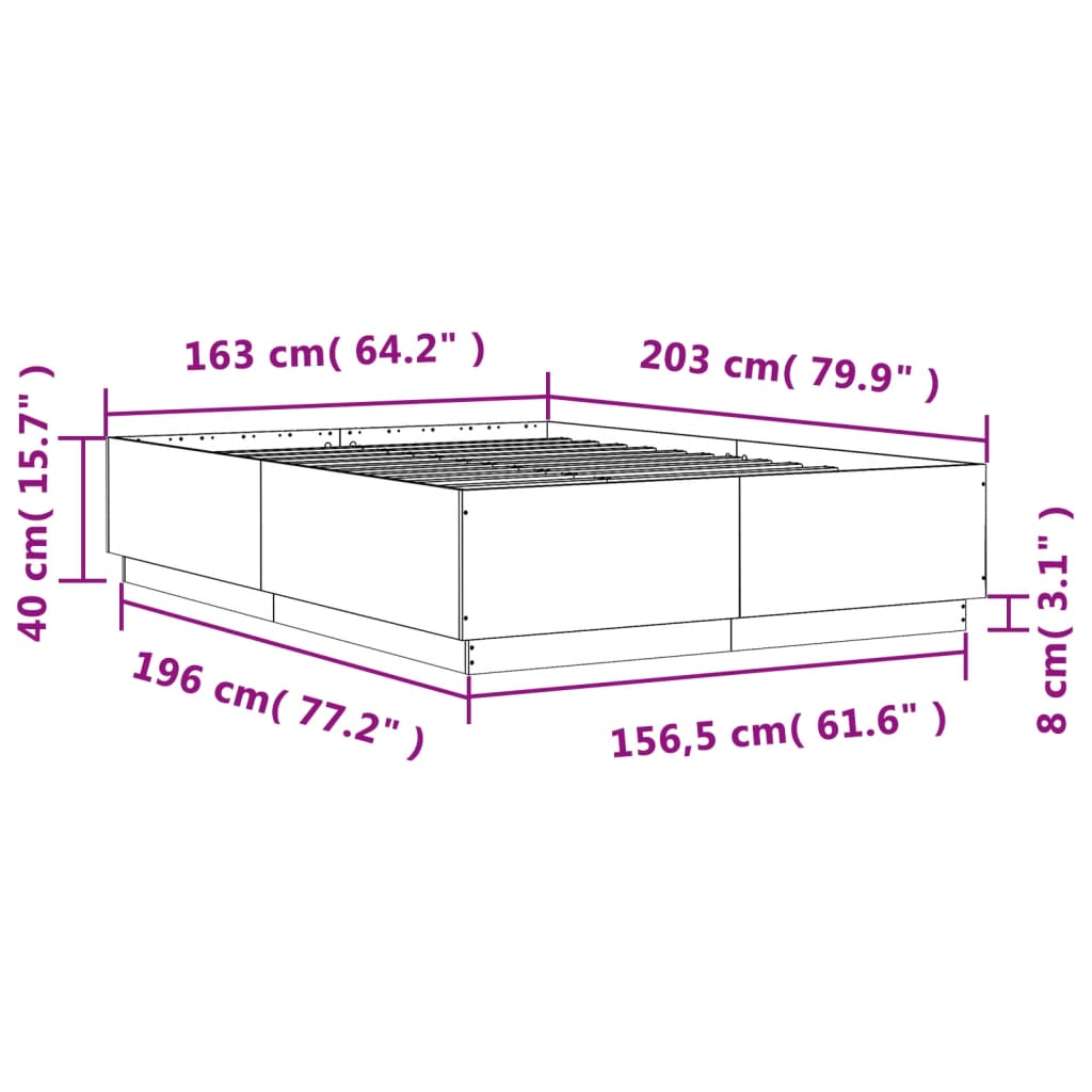 vidaXL Πλαίσιο Κρεβατιού Γκρι Sonoma 160x200 εκ. Επεξεργασμένο Ξύλο