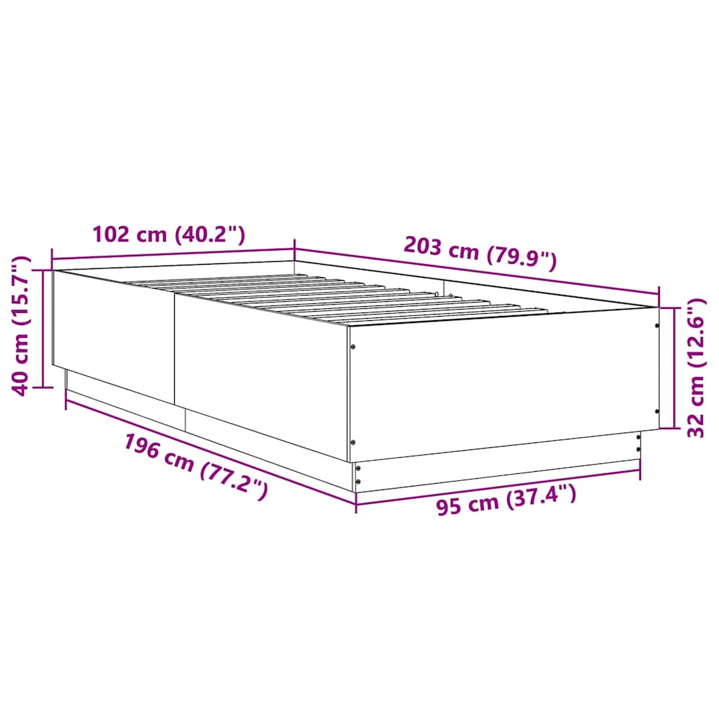 vidaXL Πλαίσιο Κρεβατιού Γκρι Sonoma 100x200 εκ. Επεξεργασμένο Ξύλο
