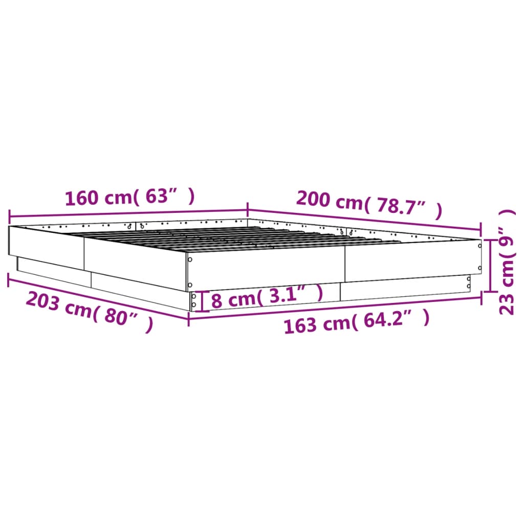 vidaXL Πλαίσιο Κρεβατιού Λευκό 160 x 200 εκ. από Επεξεργασμένο Ξύλο