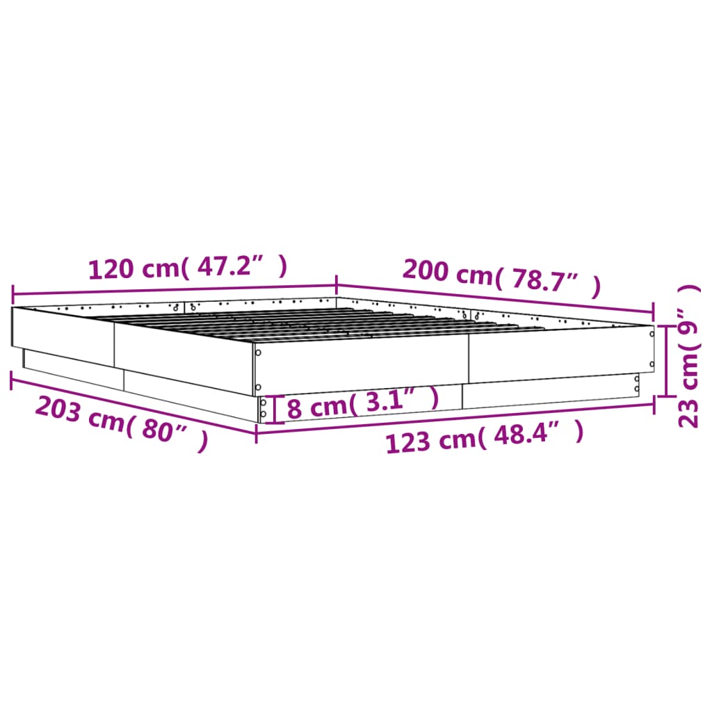 vidaXL Πλαίσιο Κρεβατιού Sonoma Δρυς 120x200 εκ. Επεξεργασμένο Ξύλο