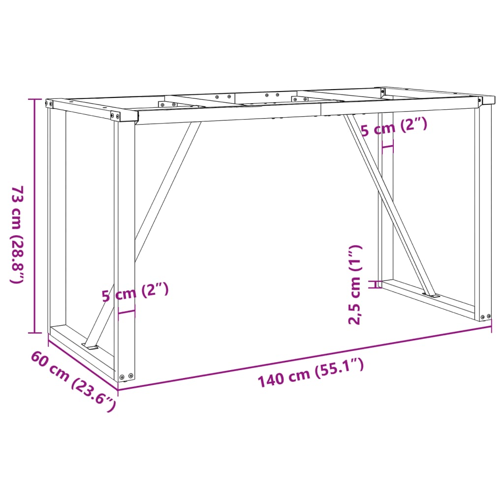 vidaXL Πόδια Τραπεζαρίας σε Σχήμα «Ο» 140x60x73 εκ. Ατσάλι