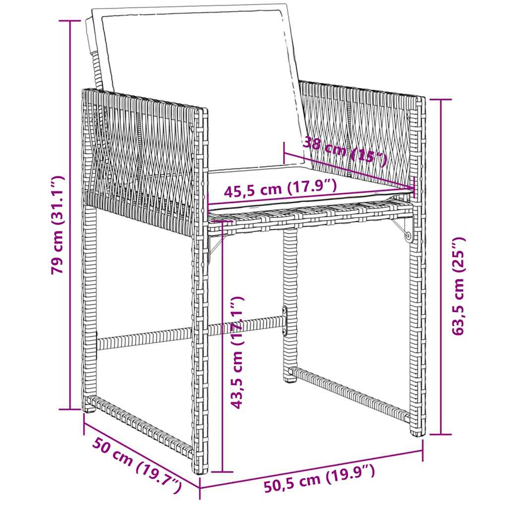 vidaXL Σετ Τραπεζαρίας Κήπου 7 Τεμ. Μαύρο Συνθετικό Ρατάν με Μαξιλάρια