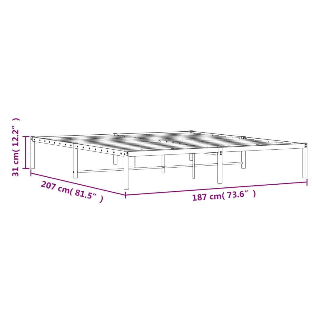 vidaXL Πλαίσιο Κρεβατιού Μαύρο 180 x 200 εκ. Μεταλλικό