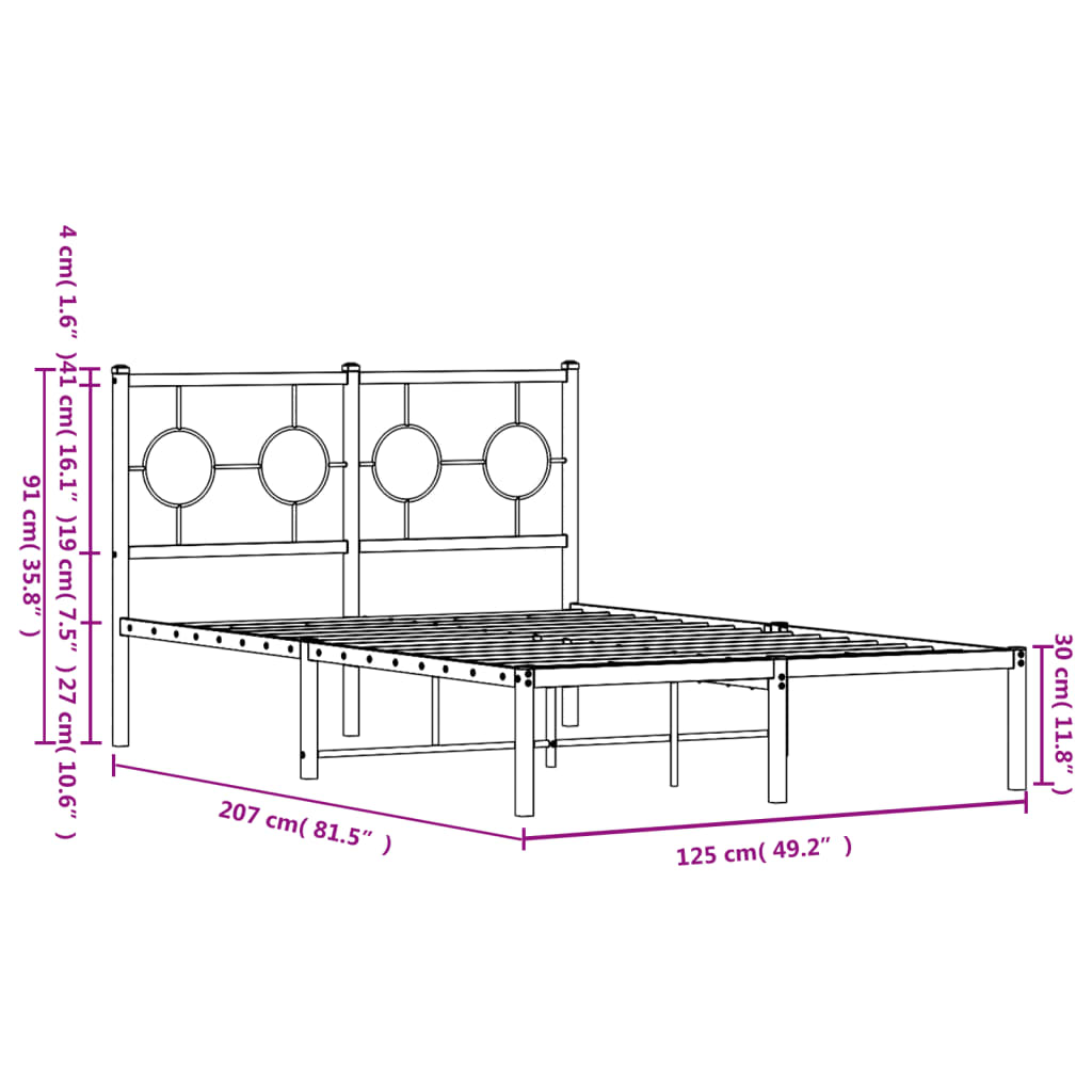 vidaXL Πλαίσιο Κρεβατιού με Κεφαλάρι Λευκό 120 x 200εκ. Μέταλλο