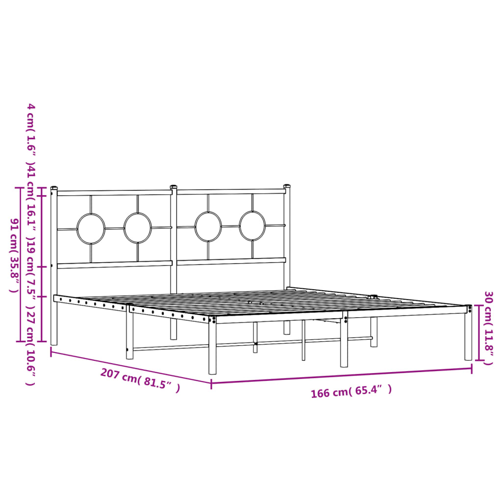 vidaXL Πλαίσιο Κρεβατιού με Κεφαλάρι Λευκό 160x200 εκ. Μεταλλικό