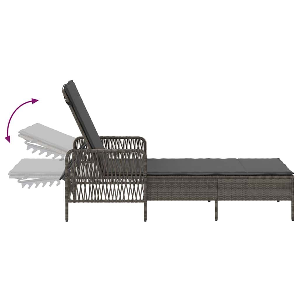 vidaXL Ξαπλώστρα 2-πρόσωπο 2 pcs Γκρι 35 x 35 x 32 εκ. συνθετικό ρατάν