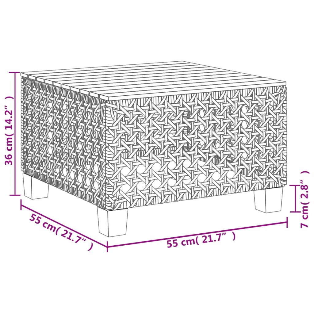 vidaXL Τραπέζι Κήπου Μπεζ 55x55x36 εκ. Συνθετικό Ρατάν/Ξύλο Ακακίας