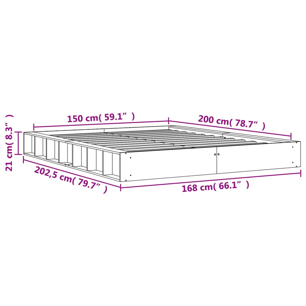 vidaXL Σκελετός Κρεβ. Χωρίς Στρώμα Καφέ Κεριού 150x200 εκ Μασίφ Πεύκο
