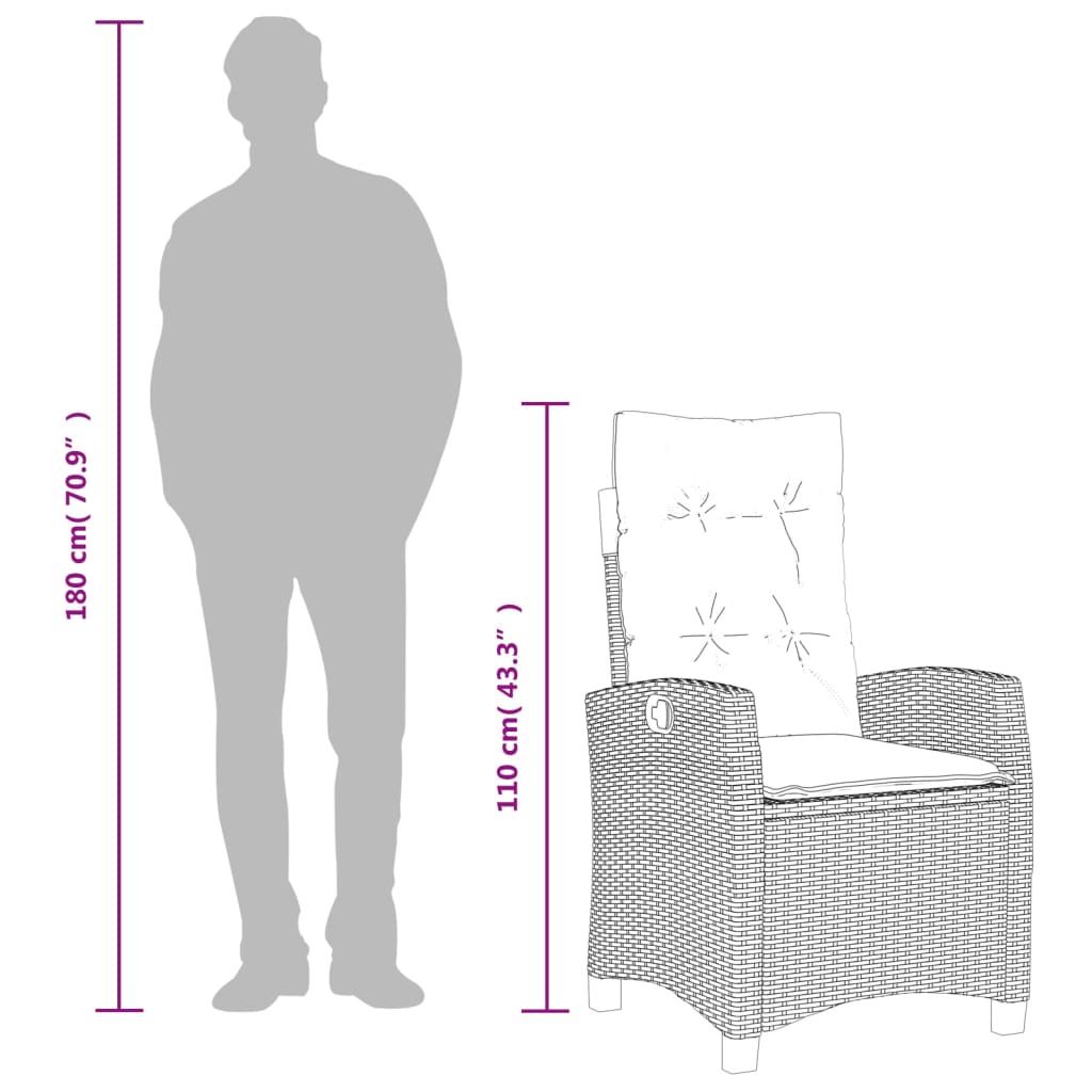 vidaXL Σετ Τραπεζαρίας Κήπου 5 Τεμαχίων Μαύρο Συνθ. Ρατάν με Μαξιλάρια