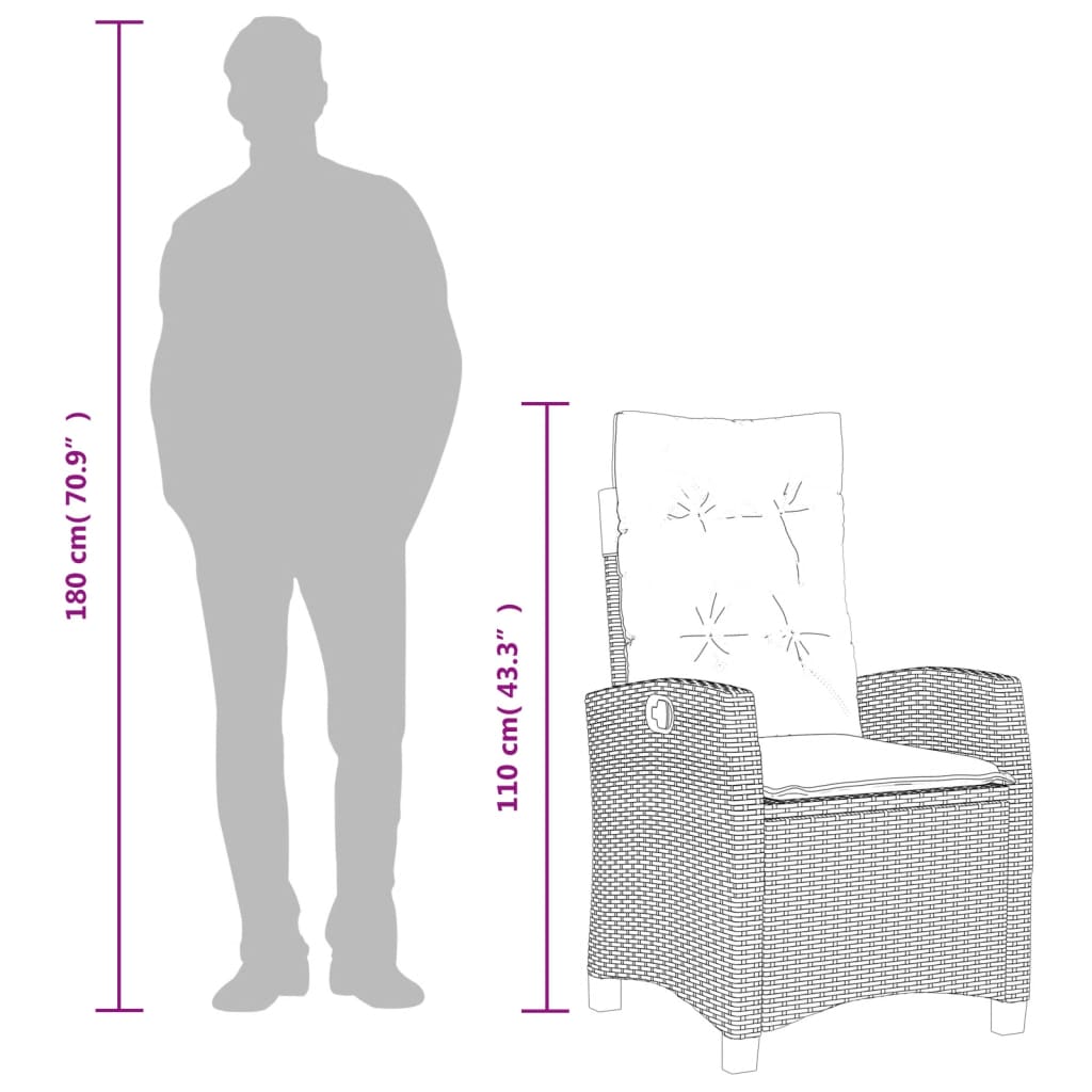 vidaXL Σετ Τραπεζαρίας Κήπου 5 τεμ. Αν. Γκρι Συνθ. Ρατάν με Μαξιλάρια