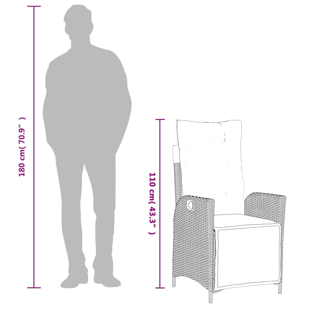 vidaXL Σετ Τραπεζαρίας Κήπου 5 τεμ. Αν. Γκρι Συνθ. Ρατάν με Μαξιλάρια