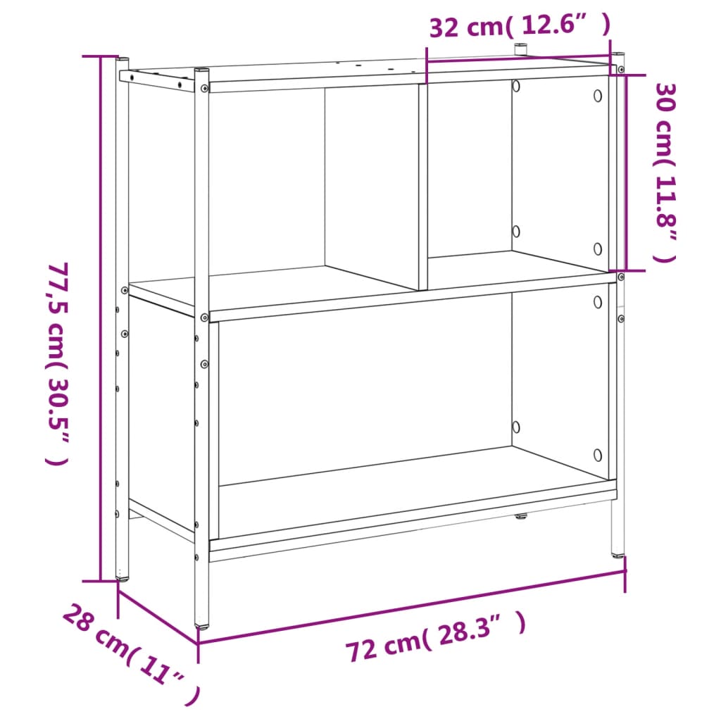 vidaXL Βιβλιοθήκη Καπνιστή Δρυς 72x28x77,5εκ. από Επεξεργασμένο Ξύλο
