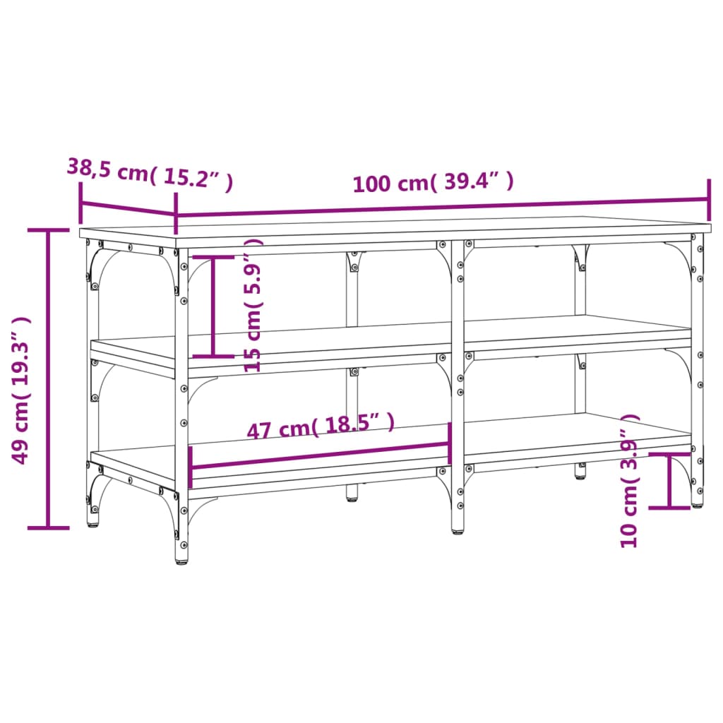 vidaXL Παπουτσοθήκη Καπνιστή Δρυς 100x38,5x49 εκ. Επεξεργασμένο Ξύλο