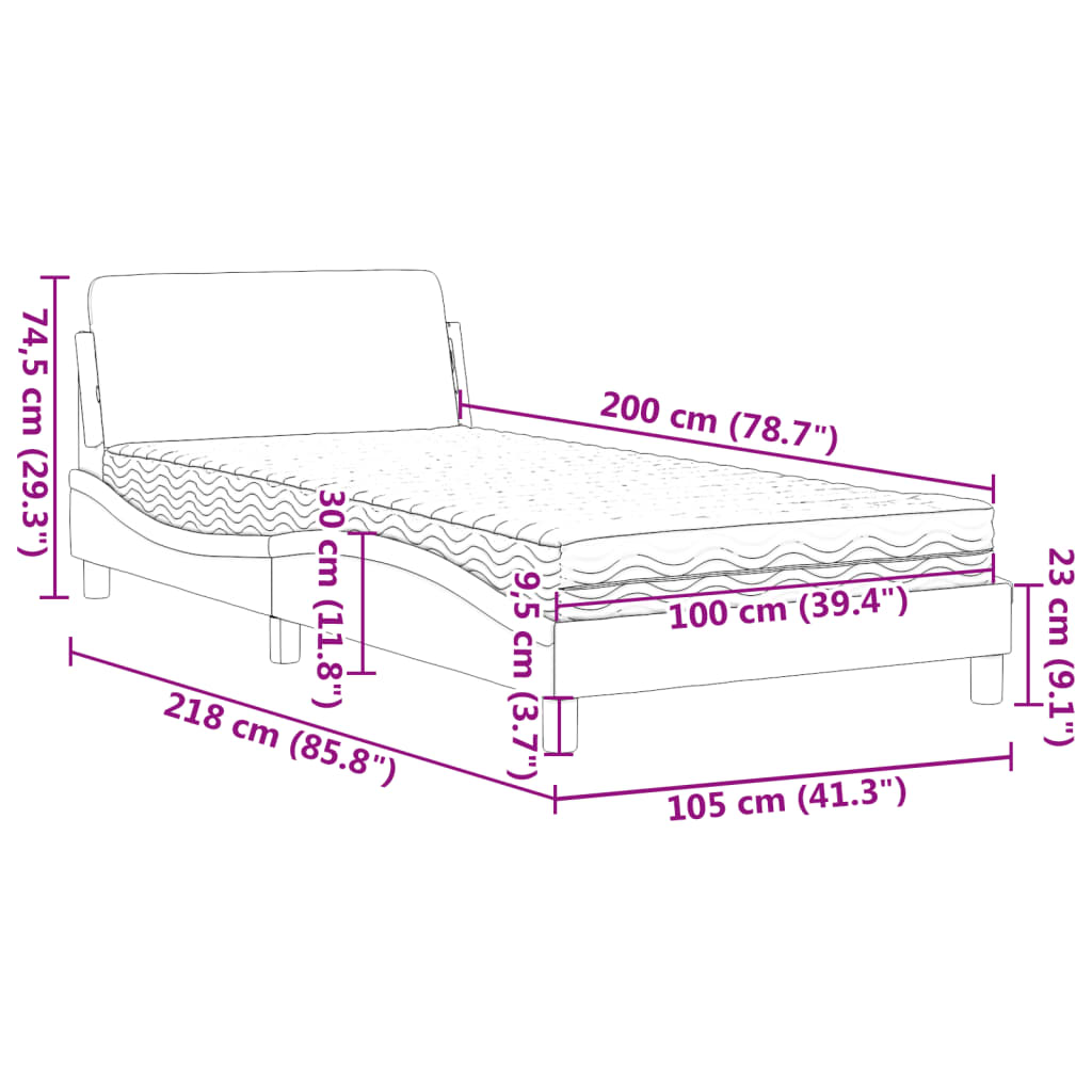 vidaXL Κρεβάτι με Στρώμα Dover Taupe 100 x 200 εκ. Υφασμάτινο