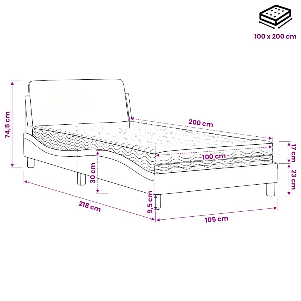 vidaXL Κρεβάτι με Στρώμα Dover Καφέ 100x200 εκ. από Συνθετικό Δέρμα