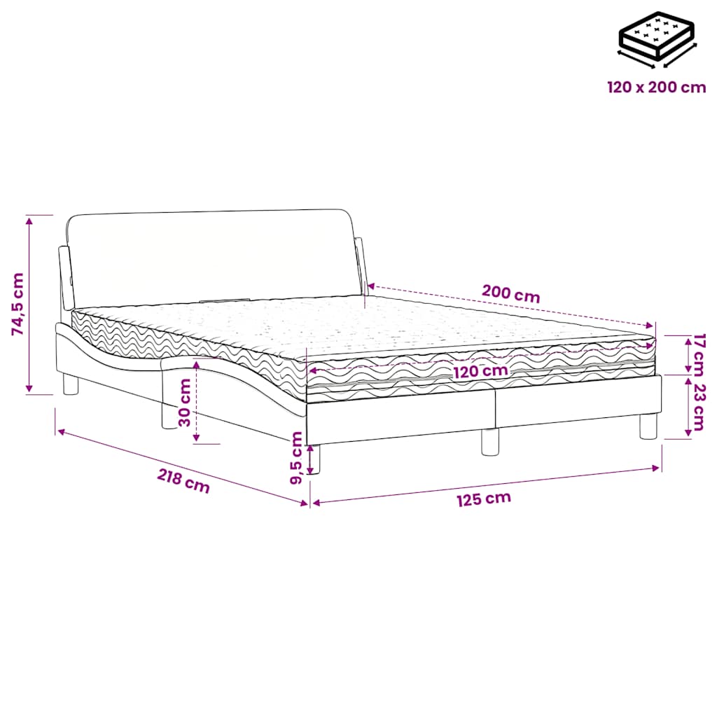 vidaXL Κρεβάτι με Στρώμα Dover Taupe 120x200 εκ. Υφασμάτινο