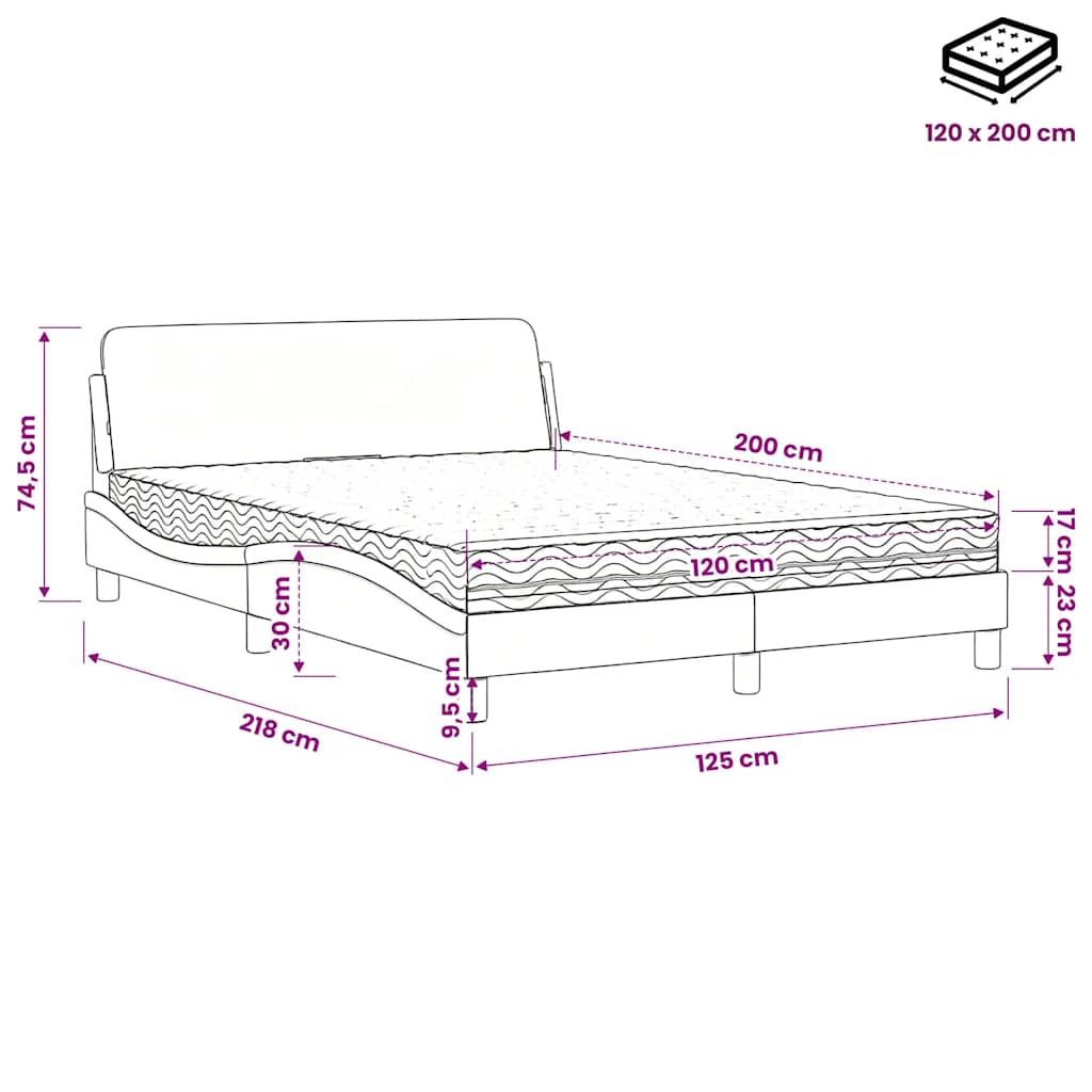 vidaXL Κρεβάτι με Στρώμα Dover Καφέ 120x200ε κ. από Συνθετικό Δέρμα