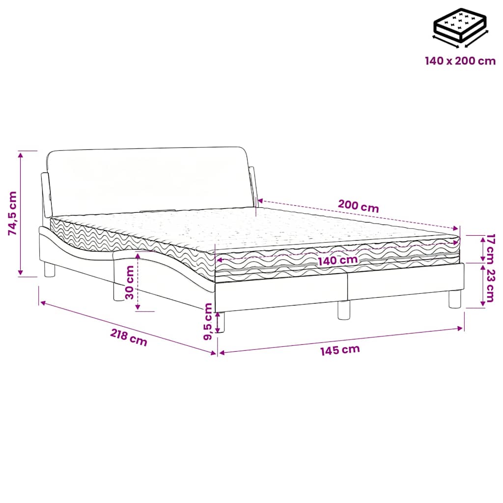 vidaXL Κρεβάτι με Στρώμα Dover Καπουτσίνο 140x200εκ.από Συνθ.Δέρμα